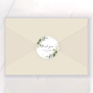 Rond Sticker Baby shower de verdure fleurie Eucalyptus