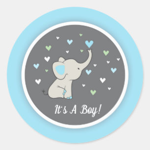 Rond Sticker Baby shower éléphant, Sticker éléphant