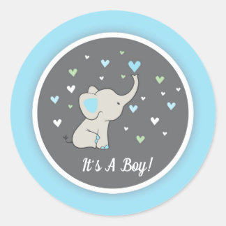Rond Sticker Baby shower éléphant, Sticker éléphant