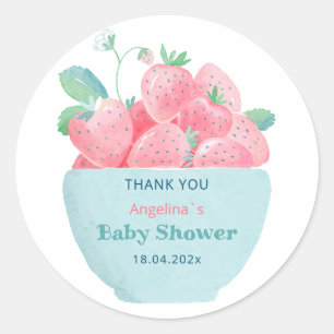 Rond Sticker baby shower fraise