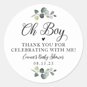 Rond Sticker Baby shower Garçon Oh verdure