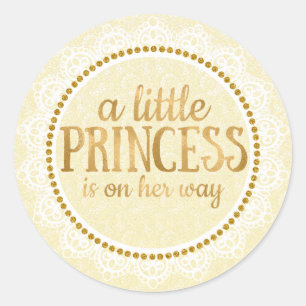 Rond Sticker Baby shower Gold Little Princess