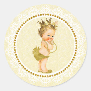 Rond Sticker Baby shower Gold Little Princess