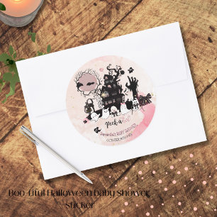 Rond Sticker Baby shower Halloween "Peek a Boo"