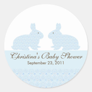 Rond Sticker Baby shower lapin Twins Baby