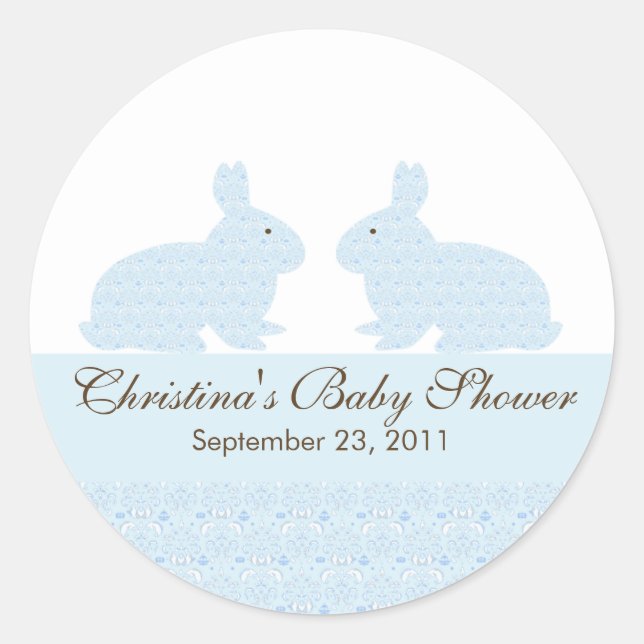Rond Sticker Baby shower lapin Twins Baby (Devant)