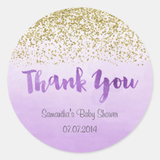 Rond Sticker Baby shower or et violet