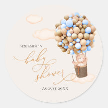 Sticker baby shower Ourson bleu or bleu