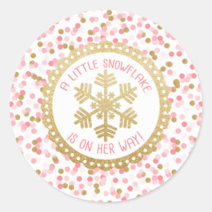 Rond Sticker baby shower Party Faveur - Gold Snowflake