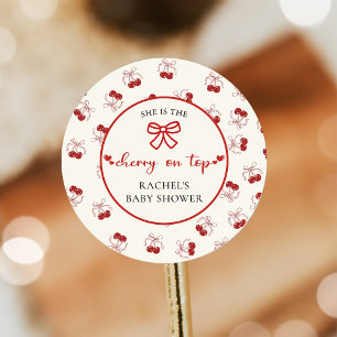 Rond Sticker Baby shower rouge Coquette cerise