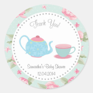 Rond Sticker Baby shower Shabby Chic Tea Party