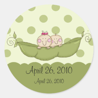 Rond Sticker Baby shower Sweet Little Pea Twins
