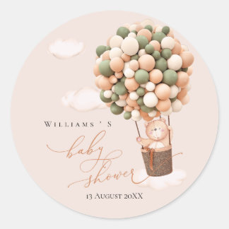 Rond Sticker Baby shower vert brun