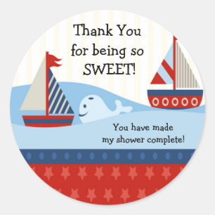 Rond Sticker Baby shower voilier