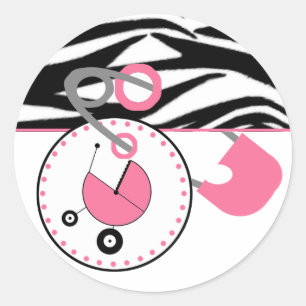 Rond Sticker baby shower - Zebra Print & Pin de couche 