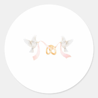 Rond Sticker bague de mariage et oiseaux