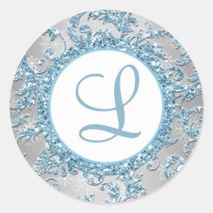 Rond Sticker Bat mitzvah Damask Winter Wonderland 8