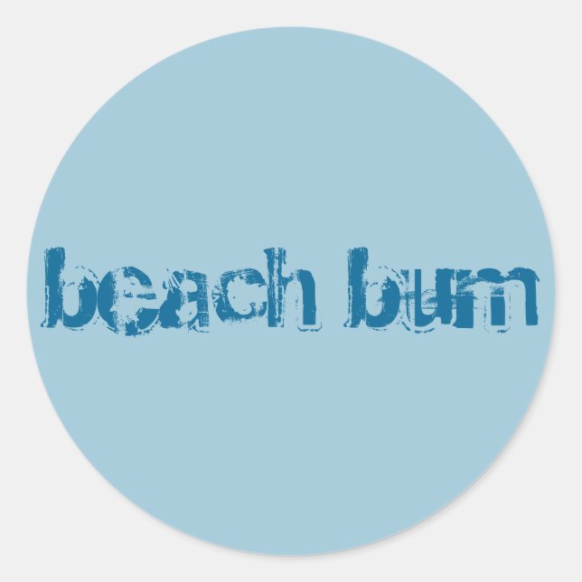 Rond sticker "beach bum", rond, bleu (Devant)
