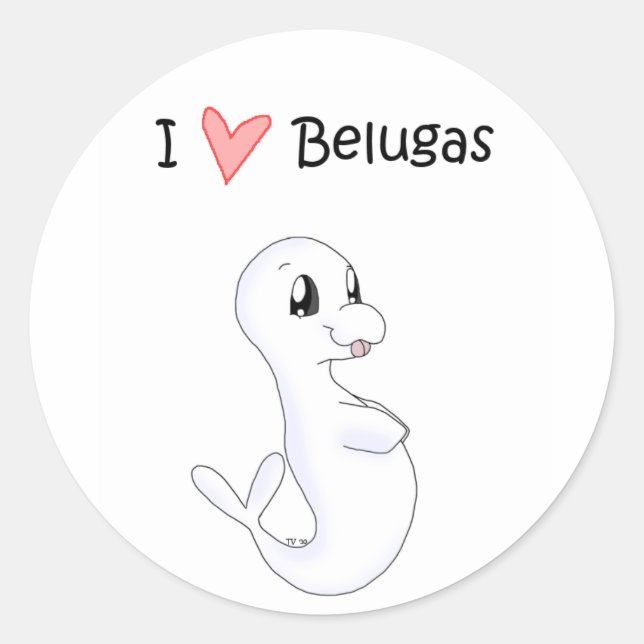 Rond Sticker Belugas I Love (Devant)