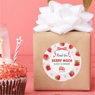Rond Sticker Berry Cute Merci 1er Anniversaire