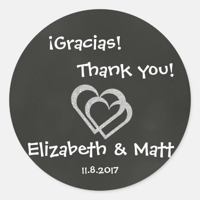 Rond Sticker Bilingue pour Mariage Coeur de tableau de  (Devant)