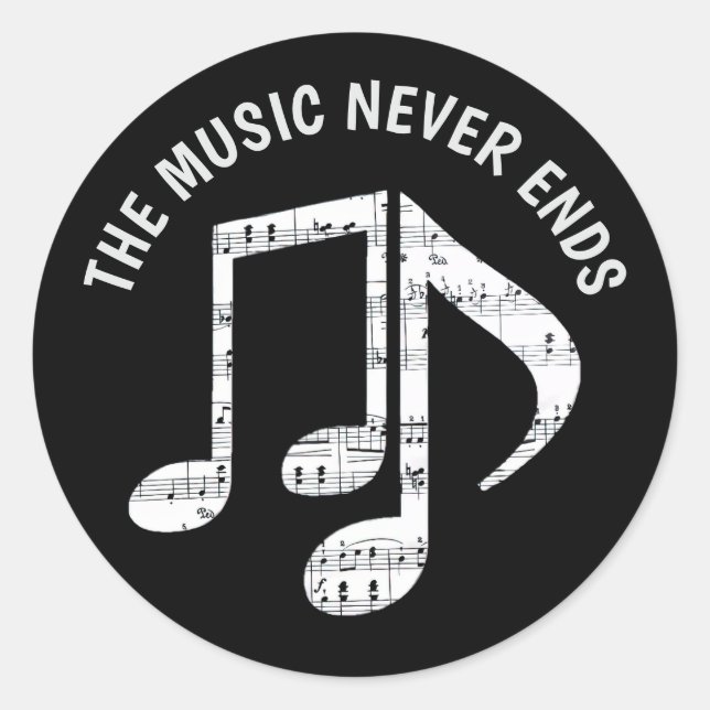 Rond Sticker Black Music Notes (Devant)