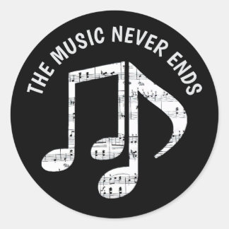 Rond Sticker Black Music Notes