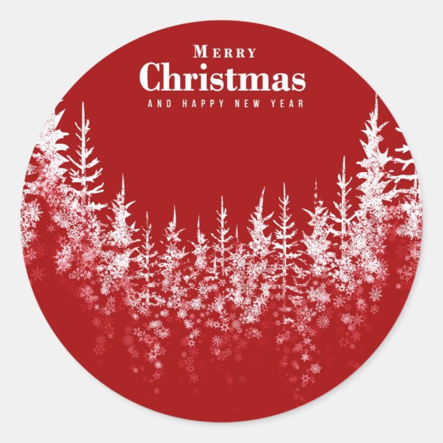 Rond Sticker blanc Arbres de Noël (Devant)