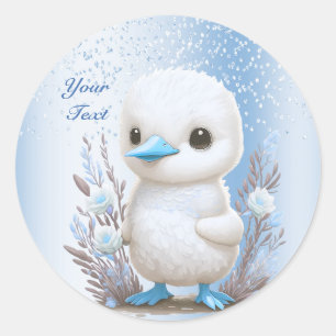 Rond Sticker blanc bleu canard