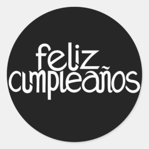Rond Sticker blanc Feliz Cumpleaños