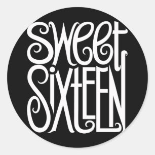 Rond Sticker blanc sweet sixteen