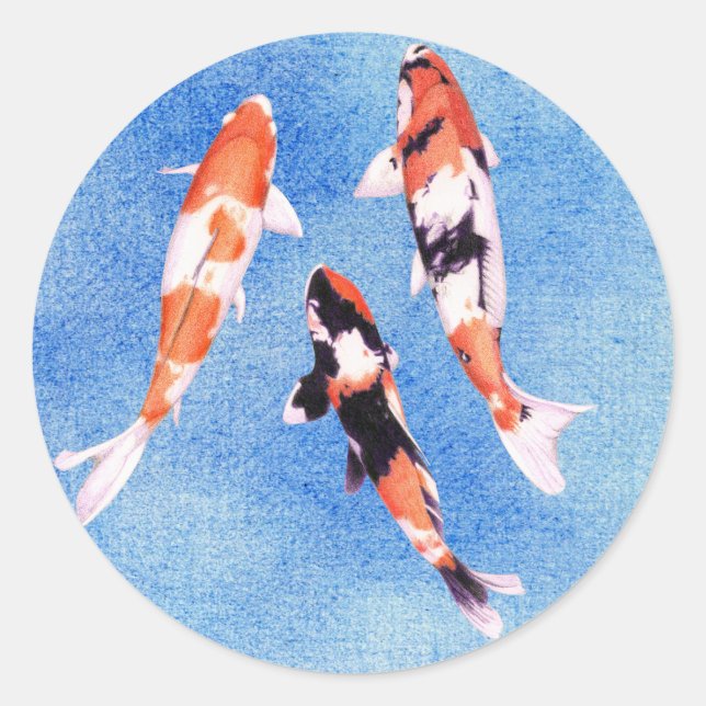 Rond Sticker bleu Koi flottant (Devant)