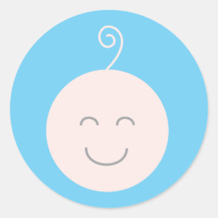 Rond Sticker Bleu Smile Baby