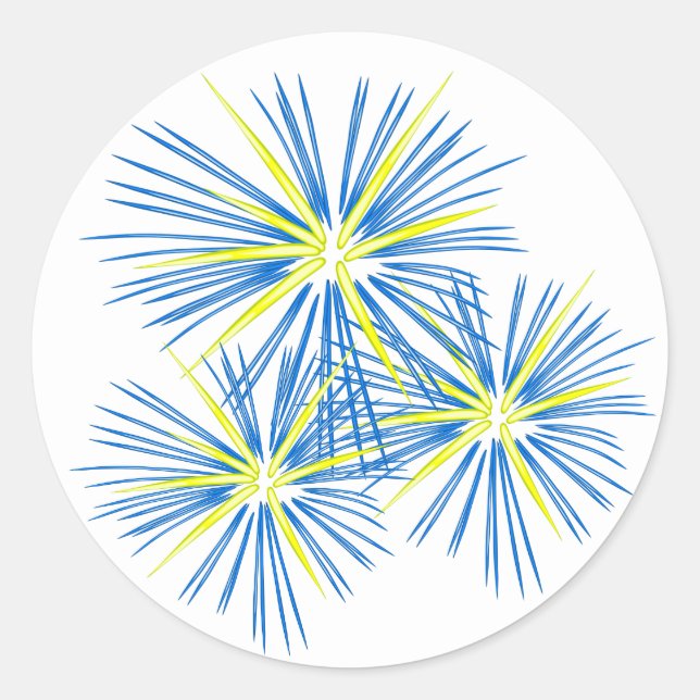 Rond Sticker Blue Fireworks (Devant)