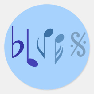 Rond Sticker Blues Music Notes