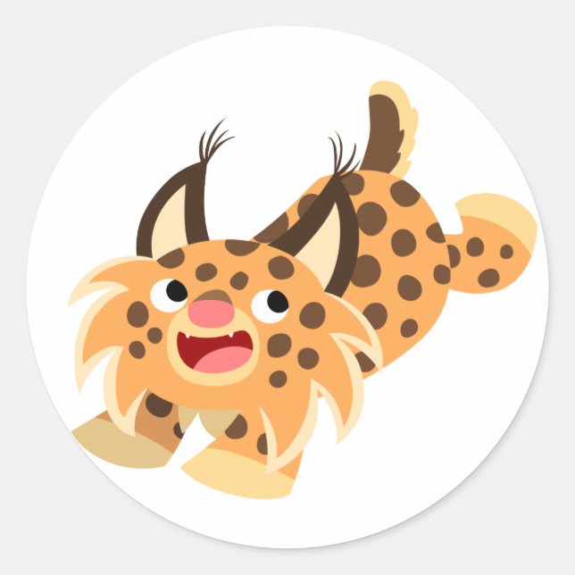 Rond Sticker Bobcat à carreaux mignon (Devant)