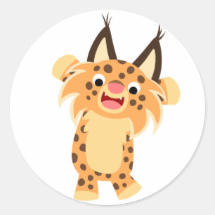 Rond Sticker Bobcat pour caricature Spunky Cute