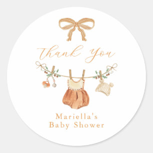 Rond Sticker Boho Baby shower d'automne Merci