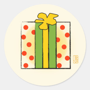 Rond Sticker boîte-cadeau Pointe Polka