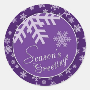 Rond Sticker Bonnes Fêtes violet Flocon de neige