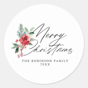 Rond sticker botanique floral joyeux noël