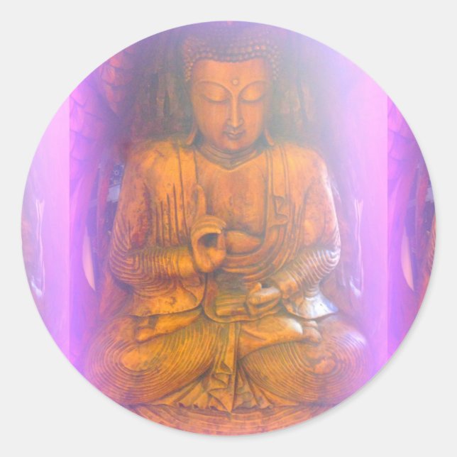 Rond sticker bouddha de la bouddha assise de l'aura vio (Devant)