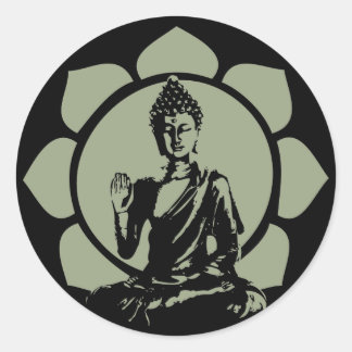 Rond Sticker Bouddha Lotus