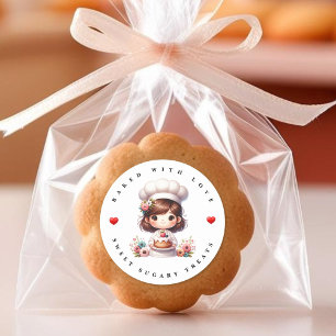 Rond Sticker Boulangerie Moderne Cuite Avec Amour