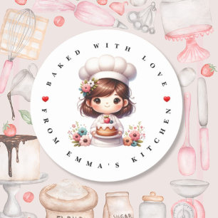 Rond Sticker Boulangerie Moderne Cuite Avec Amour