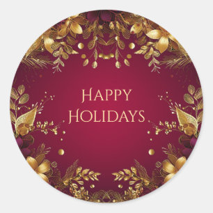 Rond Sticker Bourgogne Red Gold Flowers