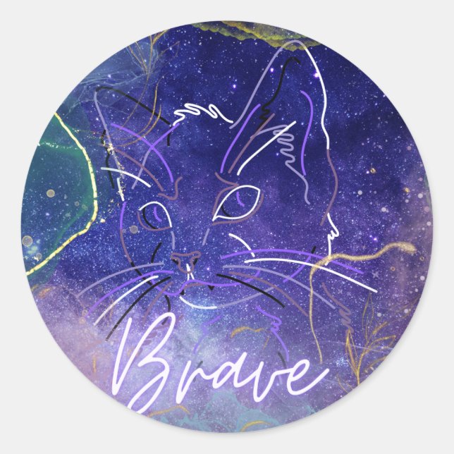 Rond Sticker "Brave Cat" (Devant)