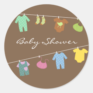 Rond Sticker Brown Baby shower neutre