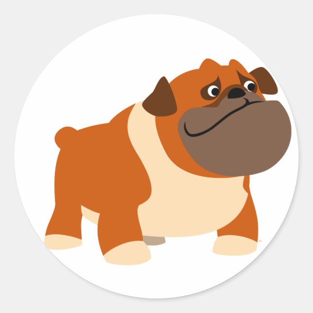 Rond Sticker Bulldog anglais mignon (Devant)