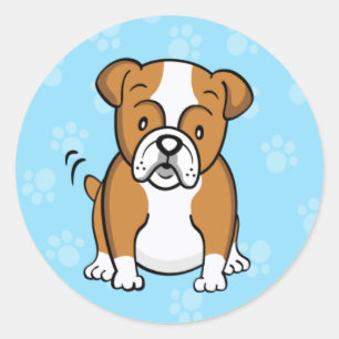 Rond Sticker Bulldog Cartoon mignon